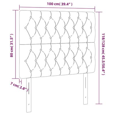 vidaXL Testiere 2 pz Blu Scuro 100x7x78/88 cm in Velluto