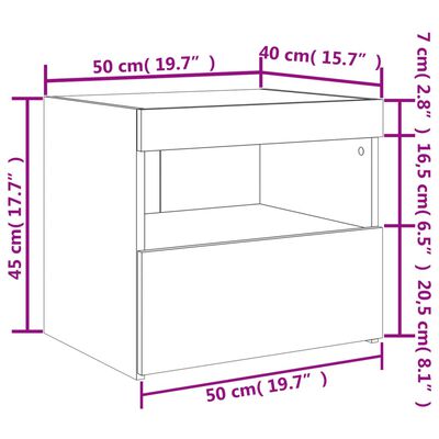 vidaXL Comodini con Luci LED 2pz Bianchi 50x40x45 cm