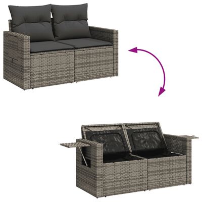 vidaXL Set Divani da Giardino 13 pz con Cuscini Grigio in Polyrattan