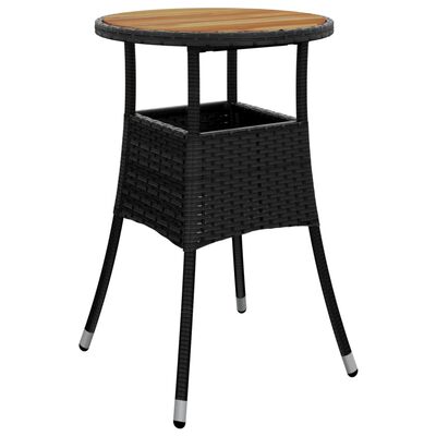 vidaXL Tavolo Giardino Ø60x75 cm Massello Acacia e Polyrattan Nero