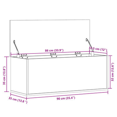 vidaXL Contenitore Portaoggetti Nero 90x35x35 cm in Truciolato