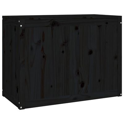 vidaXL Contenitore per Bucato Nero 88,5x44x66 cm Legno Massello Pino