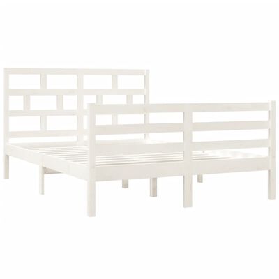 vidaXL Giroletto Bianco 135x190 cm Double in legno Massello