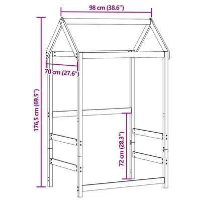 vidaXL Tetto per Letto Bambini 98x70x176,5 cm Legno Massello di Pino