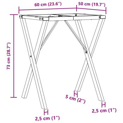 vidaXL Telaio Gambe a X per Tavolo da Pranzo 60x50x73 cm in Ghisa