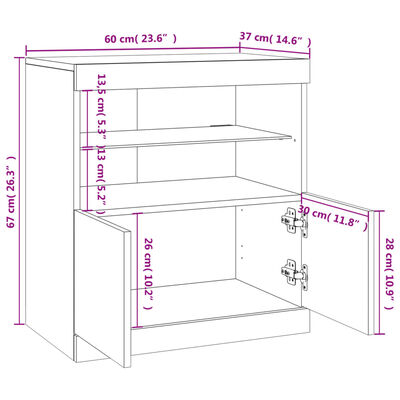 vidaXL Credenza con Luci LED Grigio Cemento 60x37x67 cm