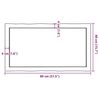 vidaXL Piano Tavolo Marrone Scuro 80x40x(2-4)cm in Rovere Non Trattato