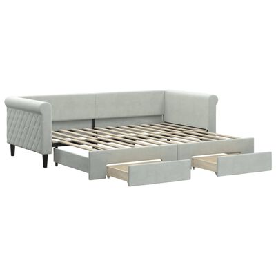 vidaXL Divano Letto Estraibile Cassetti Grigio Chiaro 90x200cm Velluto