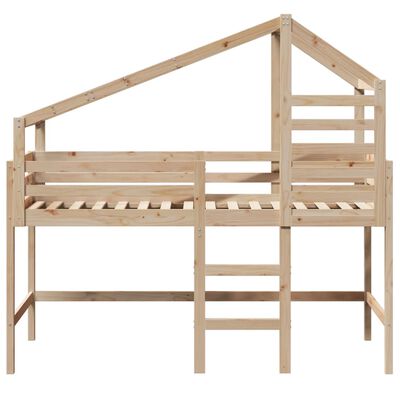 vidaXL Letto Soppalco con Scala e Tetto 80x200 cm Legno Massello Pino