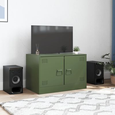 vidaXL Mobile TV Verde Oliva 67x39x44 cm in Acciaio