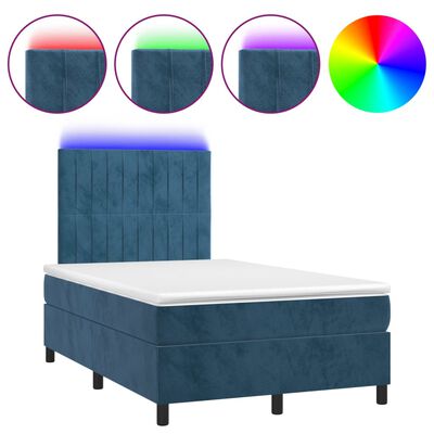 vidaXL Letto a Molle con Materasso e LED Blu Scuro 120x200cm