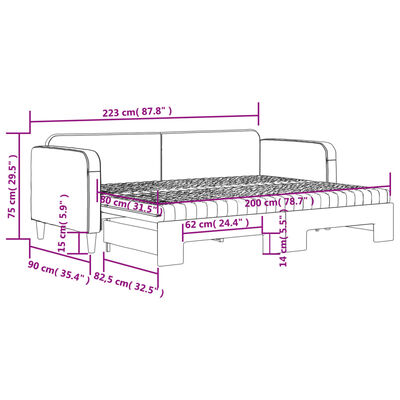 vidaXL Divano Letto Estraibile Materassi Grigio Chiaro 80x200 Tessuto