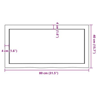 vidaXL Piano Tavolo Marrone 80x40x(2-6) cm Massello Rovere Trattato