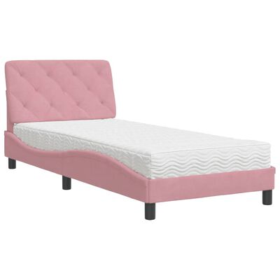 vidaXL Letto con Materasso Rosa 80x200 cm in Velluto