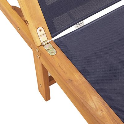 vidaXL Lettini Prendisole 2 pz con Tavolo Blu Legno Acacia e Textilene