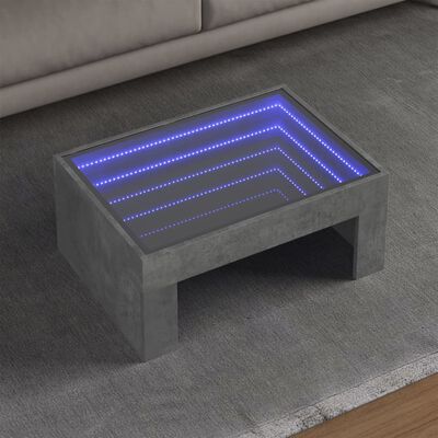 vidaXL Tavolino da Salotto con LED Infinity Grigio Cemento 70x50x30 cm