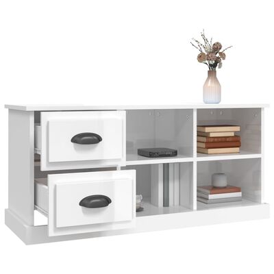 vidaXL Mobile Porta TV Bianco Lucido 102x35,5x47,5cm Legno Multistrato