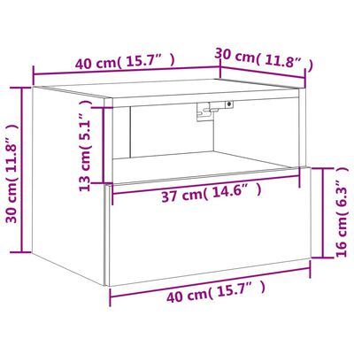 vidaXL Mobile TV a Parete Rovere Marrone 40x30x30 cm Legno Multistrato