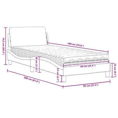 vidaXL Letto con Materasso Nero e Bianco 90x190 cm in Similpelle