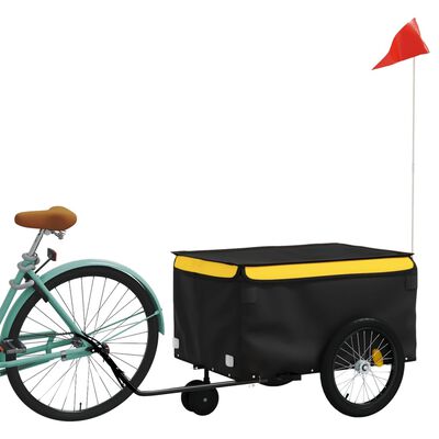 vidaXL Rimorchio da Bici Nero e Giallo 30 kg in Ferro