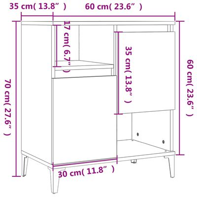 vidaXL Credenze 3pz Grigio Cemento 60x35x70 cm in Legno Multistrato