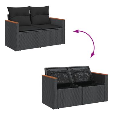 vidaXL Set Divani da Giardino con Cuscini 7pz Nero Polyrattan