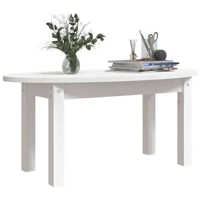 vidaXL Tavolino da Salotto Bianco 80x40x35 cm Legno Massello di Pino