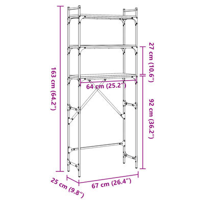 vidaXL Scaffale per Lavatrice Rovere Sonoma 67x25x163 cm Multistrato