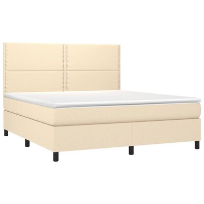 vidaXL Letto a Molle con Materasso e LED Crema 160x200 cm in Tessuto