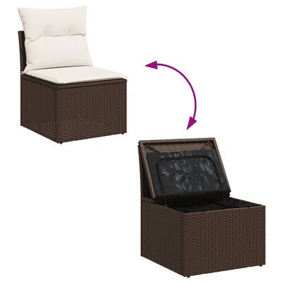 vidaXL Set Divano da Giardino 5 pz con Cuscini Marrone in Polyrattan