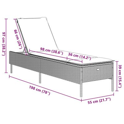 vidaXL Lettino Prendisole con Cuscini Beige in Polyrattan