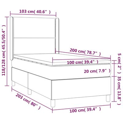 vidaXL Giroletto a Molle con Materasso e LED Nero 100x200cm Similpelle