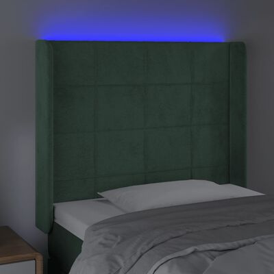 vidaXL Testiera a LED Verde Scuro 103x16x118/128 cm in Velluto