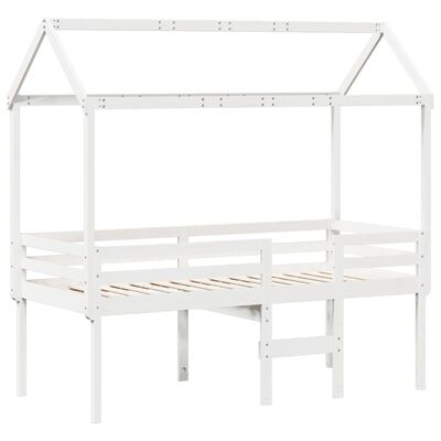 vidaXL Letto a Soppalco con Tetto Bianco 75x190 cm in Legno di Pino