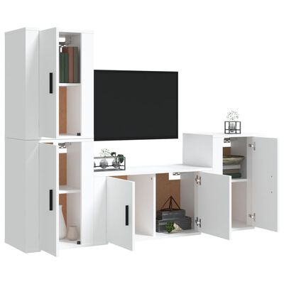 vidaXL Set di Mobili Porta TV 4 pz Bianco in Legno Multistrato