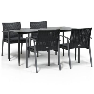 vidaXL Set Pranzo da Giardino 5pz con Cuscini in Polyrattan e Acciaio