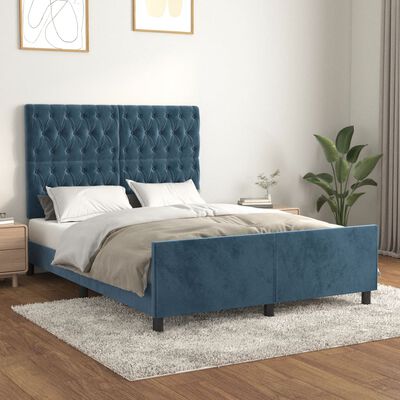 vidaXL Giroletto senza Materasso Blu Scuro 140x190 cm in Velluto