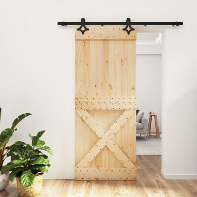 vidaXL Porta Scorrevole con Set Hardware 85x210 cm Legno Massello Pino