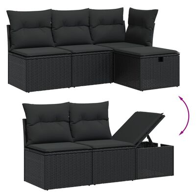 vidaXL Set Divani da Giardino con Cuscini 7pz Nero Polyrattan