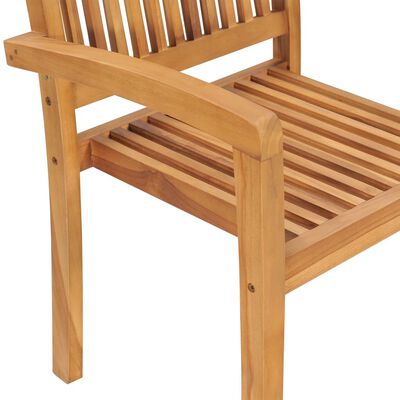 vidaXL Sedie da Giardino Impilabili 4 pz con Cuscini Massello di Teak