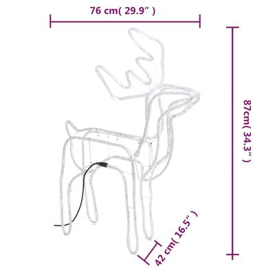 vidaXL Figure Natalizie Renne 2 pz Bianco Caldo 76x42x87 cm