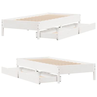 vidaXL Giroletto senza Materasso Bianco 100x200 cm Legno Massello Pino