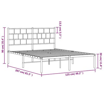 vidaXL Giroletto con Testiera in Metallo Nero 120x200 cm