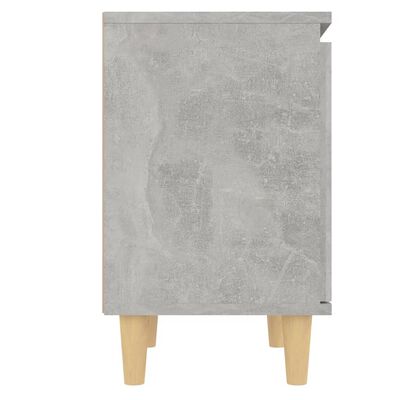 vidaXL Comodino con Gambe in Legno Massello Grigio Cemento 40x30x50 cm