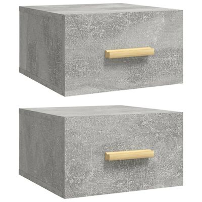 vidaXL Comodini a Muro 2 pz Grigio Cemento 35x35x20 cm