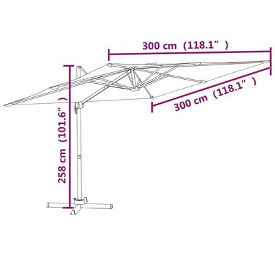 vidaXL Ombrellone a Sbalzo con Palo in Alluminio 300x300 cm Sabbia