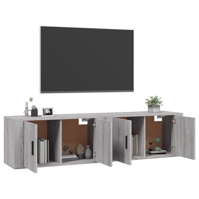 vidaXL Mobili Porta TV a Parete 2 pz Grigio Sonoma 80x34,5x40 cm