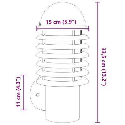 vidaXL Applique da Esterno Argento in Acciaio Inossidabile