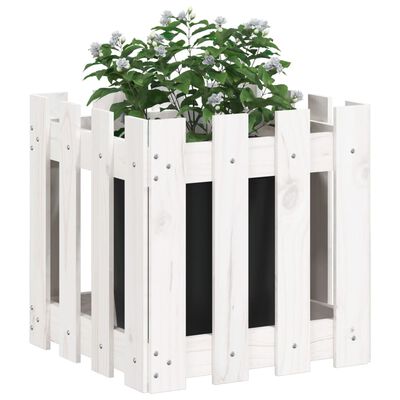 vidaXL Fioriera Giardino a Recinzione Bianco 40x40x40 cm Massello Pino