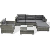 vidaXL Set Divani da Giardino 6 pz con Cuscini in Polyrattan Grigio